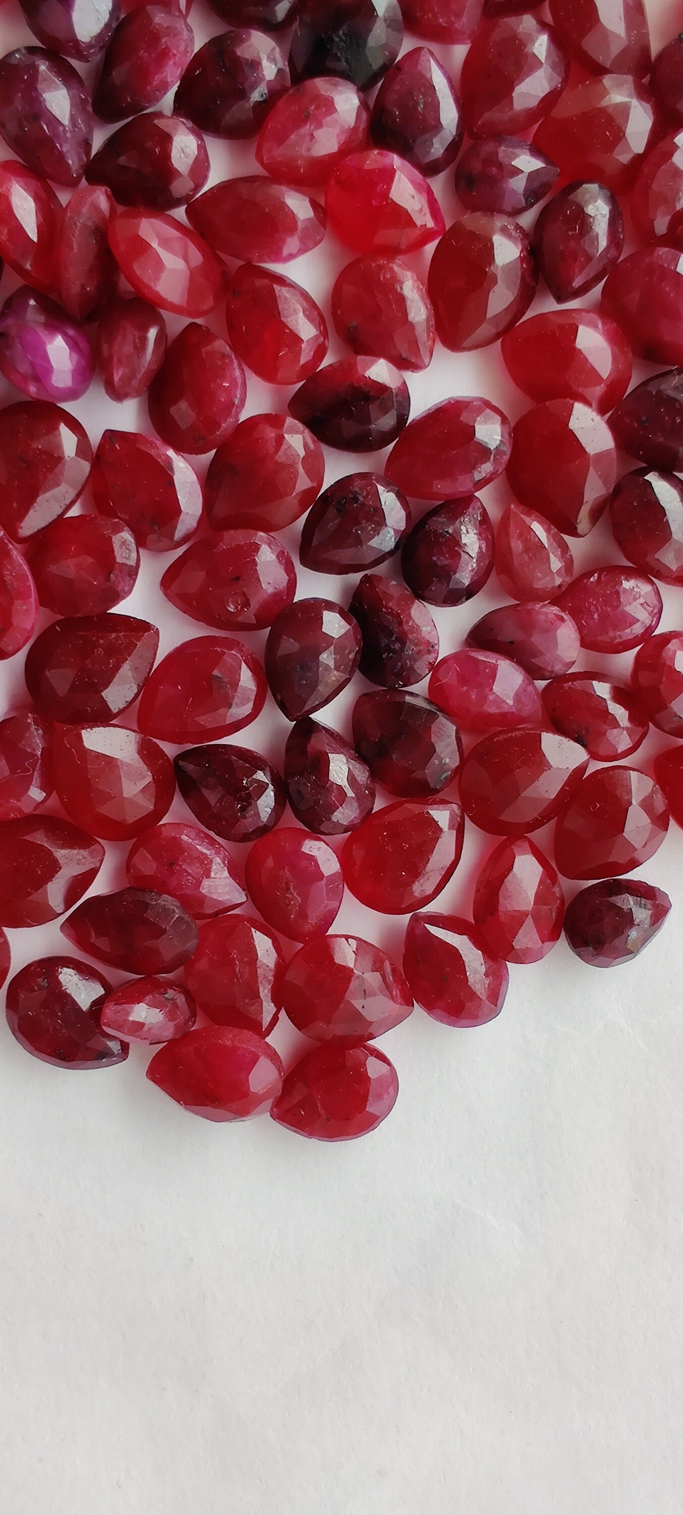 Red Corundum Faceted Teardrop Beads Pear Shape Ruby Pear Beads Stunning Ruby Beads Ruby Gemstone Beads Jewelry Making, 6-8mm And 7-9mm