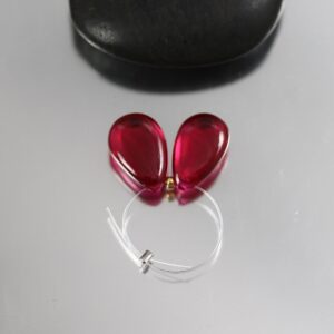 Smooth Ruby Corundum Pear Briolettes - 14 x 8mm - Pair Smooth Ruby Corundum Pear Briolettes - 14 x 8mm - Pair