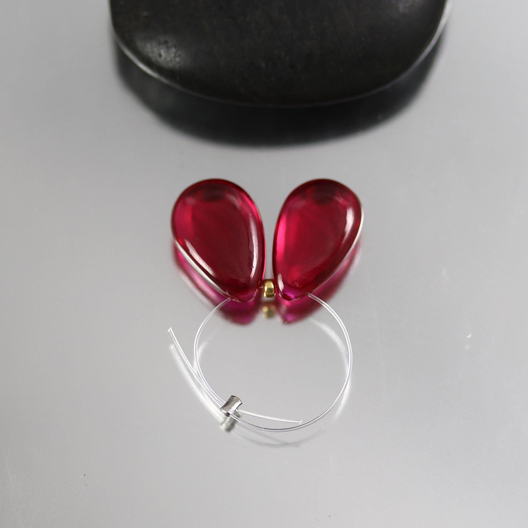 Smooth Ruby Corundum Pear Briolettes - 14 X 8mm - Pair