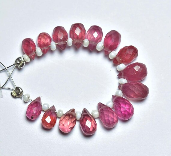 Super Quality Ruby Drops Bead - 15 Pcs - Most Beautiful Natural Faceted Ruby Teardrops Briolettes - Size Is 6x4- 7x5 Mm #499