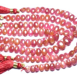 Superb Ruby Oval Bead - 7 inches - Natural Smooth Beautiful Ruby Oval Briolette - Size is 5x7 - 7x9 mm #2755 Superb Ruby Oval Bead - 7 inches - Natural Smooth Beautiful Ruby Oval Briolette - Size is 5x7 - 7x9 mm #2755