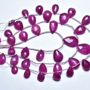 Ruby Teardrop Bead Strand -7 Inches -Beautiful Natural Faceted Ruby Tear Drops Briolettes - Size is 8.5x11 -9.5x13 mm #1721 Ruby Teardrop Bead Strand -7 Inches -Beautiful Natural Faceted Ruby Tear Drops Briolettes - Size is 8.5x11 -9.5x13 mm #1721