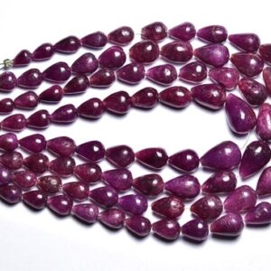 Ruby Teardrop Bead - 8 inches - Natural Smooth Beautiful Ruby Briolette - Size is 4x6 - 8x11 mm #2761 Ruby Teardrop Bead - 8 inches - Natural Smooth Beautiful Ruby Briolette - Size is 4x6 - 8x11 mm #2761