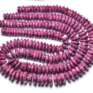 Ruby Wheel Beads - 7 inches - Natural Faceted Beautiful Ruby Wheel Tyre Shape - Size is 9 - 12 mm #2759 Ruby Wheel Beads - 7 inches - Natural Faceted Beautiful Ruby Wheel Tyre Shape - Size is 9 - 12 mm #2759