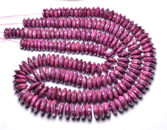 Ruby Wheel Beads - 7 Inches - Natural Faceted Beautiful Ruby Wheel Tyre Shape - Size Is 9 - 12 Mm #2759