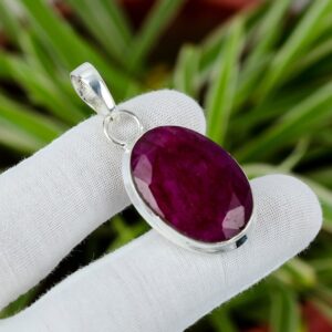 Faceted Kashmir Ruby 925 Sterling Silver Handmade Pendant