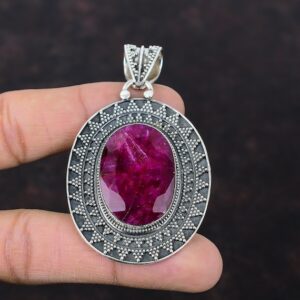 Faceted Kashmir Ruby Pendant: Handmade 925 Sterling Silver Vintage Jewelry Faceted Kashmir Ruby Pendant: Handmade 925 Sterling Silver Vintage Jewelry