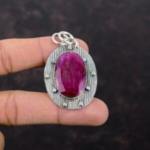 Faceted Kashmir Ruby Pendant: Handmade 925 Sterling Silver Gemstone Jewelry Faceted Kashmir Ruby Pendant: Handmade 925 Sterling Silver Gemstone Jewelry