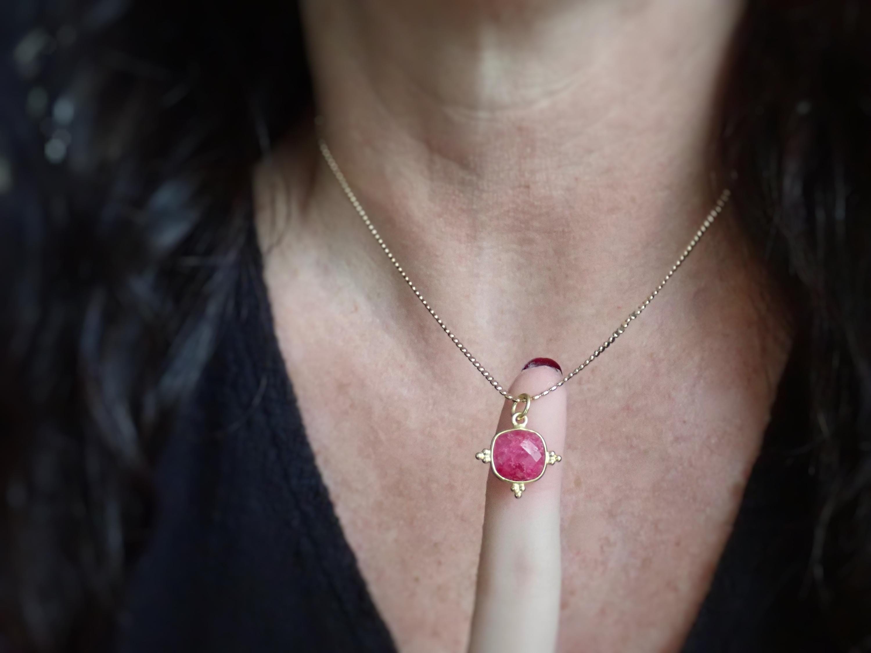 Genuine Ruby Pendant Necklace Gold, Dainty Ruby Necklace, Red Gemstone Necklace, July Birthstone Gift For Her, Ruby Jewelry, Gold Fill Chain