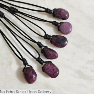 Genuine Ruby Necklace, Women & Men Jewelry, Gemstone Pendant with Adjustable Cord, July Birthstone, Birthday Gift for Him / Her Genuine Ruby Necklace, Women & Men Jewelry, Gemstone Pendant with Adjustable Cord, July Birthstone, Birthday Gift for Him / Her