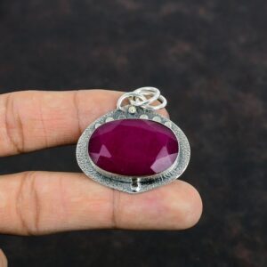 Handmade Faceted Kashmir Ruby Pendant: 925 Sterling Silver Gemstone Jewelry Handmade Faceted Kashmir Ruby Pendant: 925 Sterling Silver Gemstone Jewelry