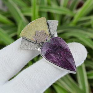 Handmade Pear Ruby Pendant: 925 Sterling Silver, 18k Gold Plated Handmade Pear Ruby Pendant: 925 Sterling Silver, 18k Gold Plated