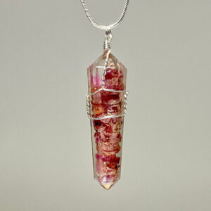 Ruby In Orgonite Wire Wrapped Pendant Necklace Ruby In Orgonite Wire Wrapped Pendant Necklace