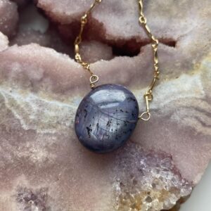 Raw Star Ruby Pendant Necklace: 14k Gold Filled Chain, July Birthstone Raw Star Ruby Pendant Necklace: 14k Gold Filled Chain, July Birthstone