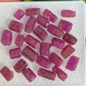 Natural Ruby Rough Sticks: Raw Gemstone Beads (27 Pcs)