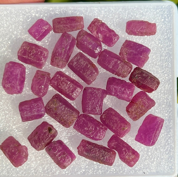 Natural Ruby Rough Sticks: Raw Gemstone Beads (27 Pcs)