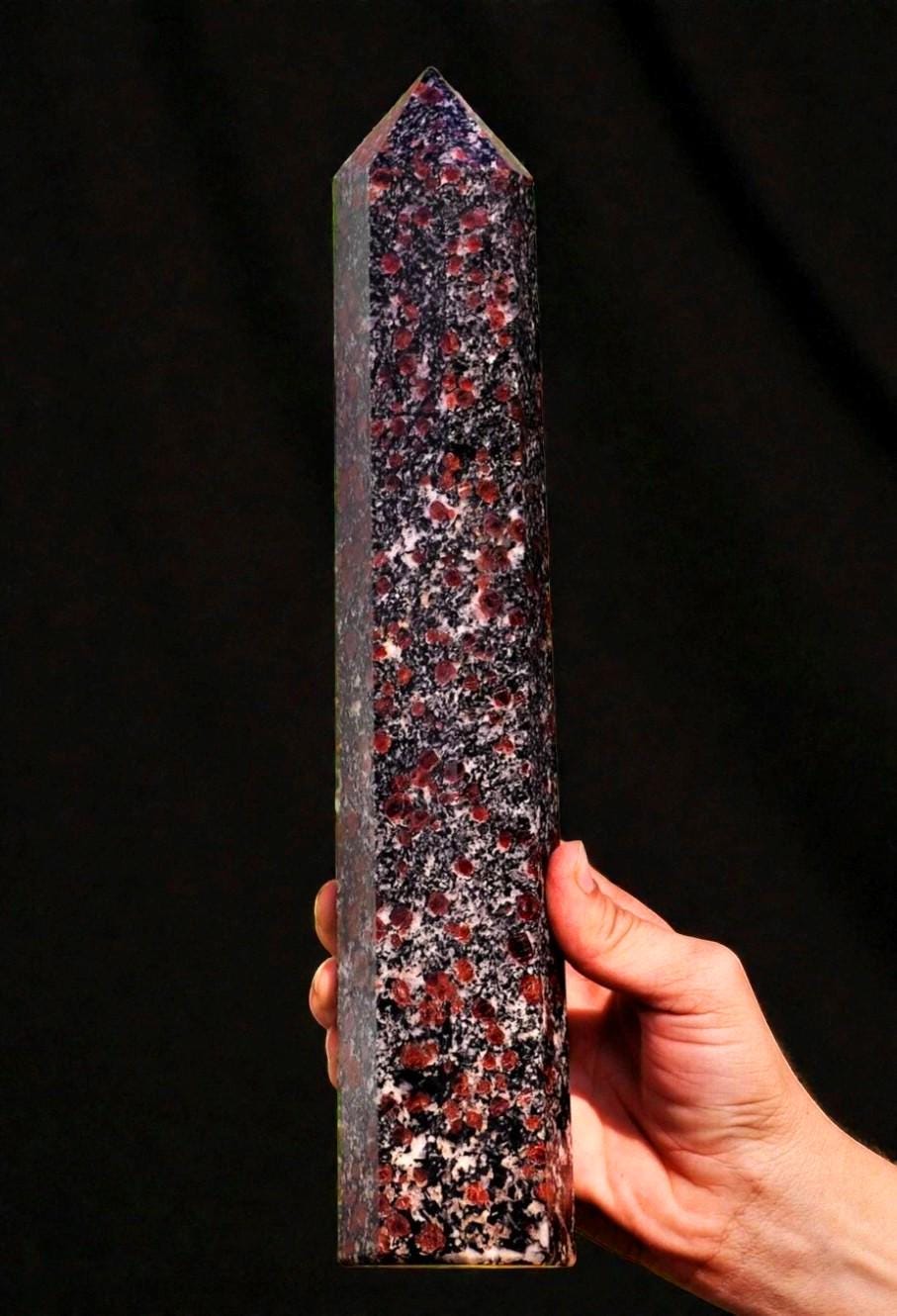 Pink Ruby In Matrix Obelisk: Faceted Healing Crystal Tower (325mm)