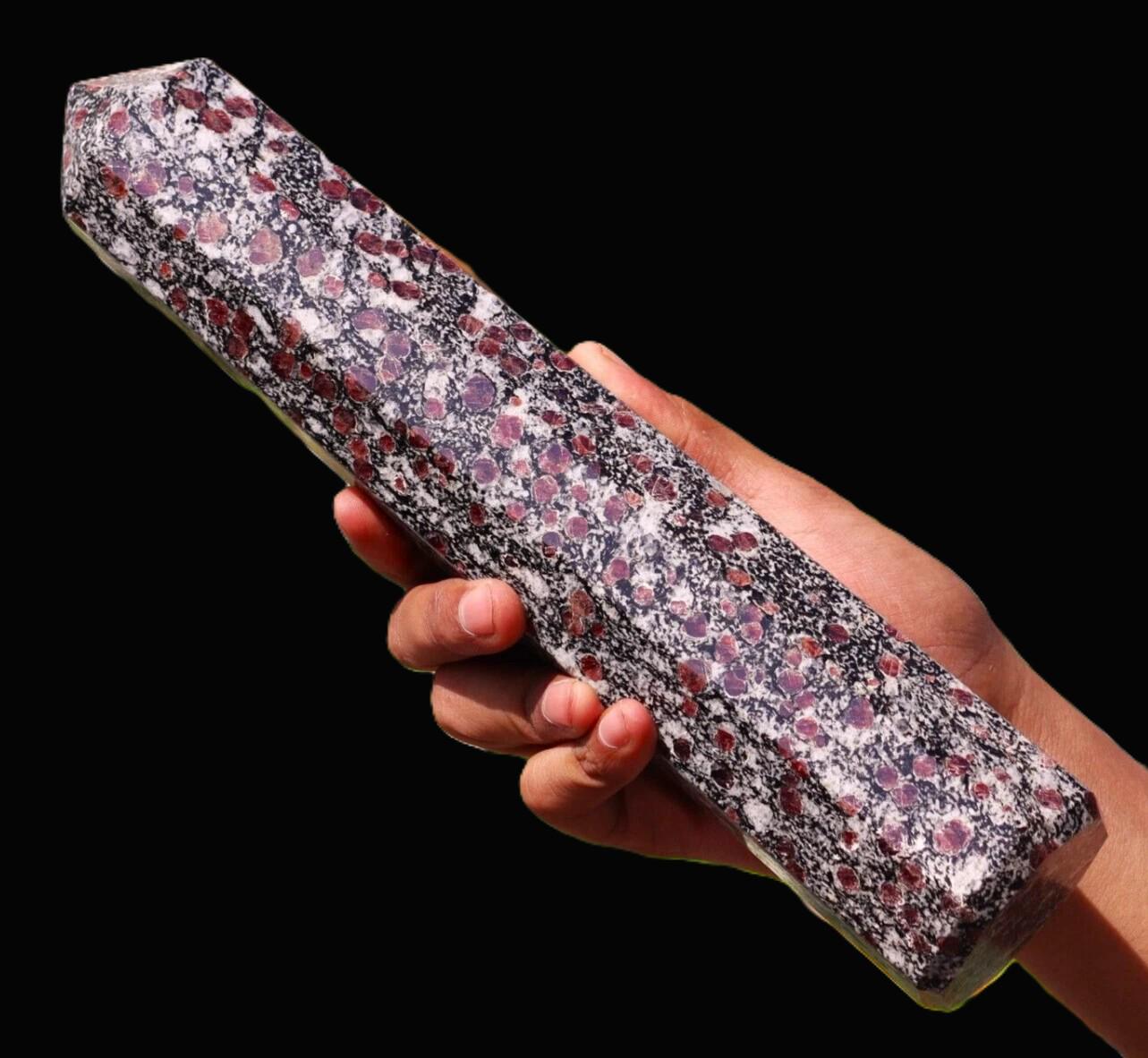 Pink Ruby In Matrix Obelisk: Healing Crystal Tower, Home Decor (290mm)