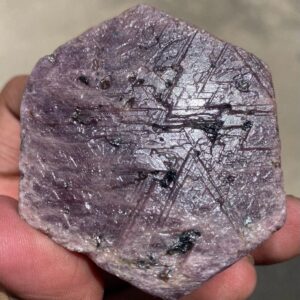 Ruby raw crystal-Recorde Keeper Purpe Amazing Tringal Formation With Sacred Geometry..