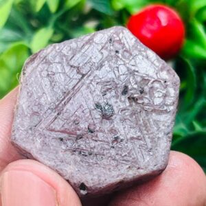 Ruby raw crystal-Recorde Keeper Purpe Amazing Tringal Formation With Sacred Geometry.. whight  160 caret