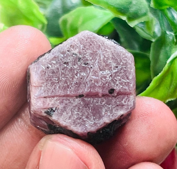 Ruby Raw Crystal-recorde Keeper Purpe Amazing Tringal Formation With Sacred Geometry.. Whight 160 Caret
