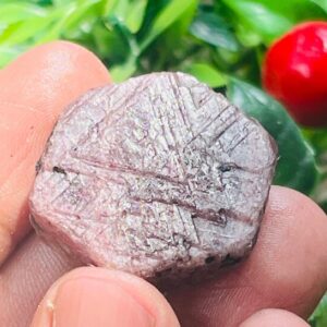 Ruby raw crystal-Recorde Keeper Purpe Amazing Tringal Formation With Sacred Geometry.. whight  125 caret
