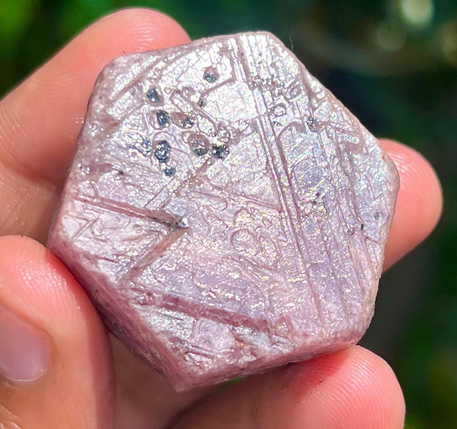 Ruby Raw Crystal - Sacred Geometry, Hexagon Ruby, Raw Ruby, Record Keeper, Crystal Birthstone Triangle Formation Specimen 334.80 Carat.