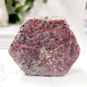 Natural Ruby Crystal Hexagon Specimen • Black Mica • Record Keeper Faces • Collector Piece • Ethically Sourced