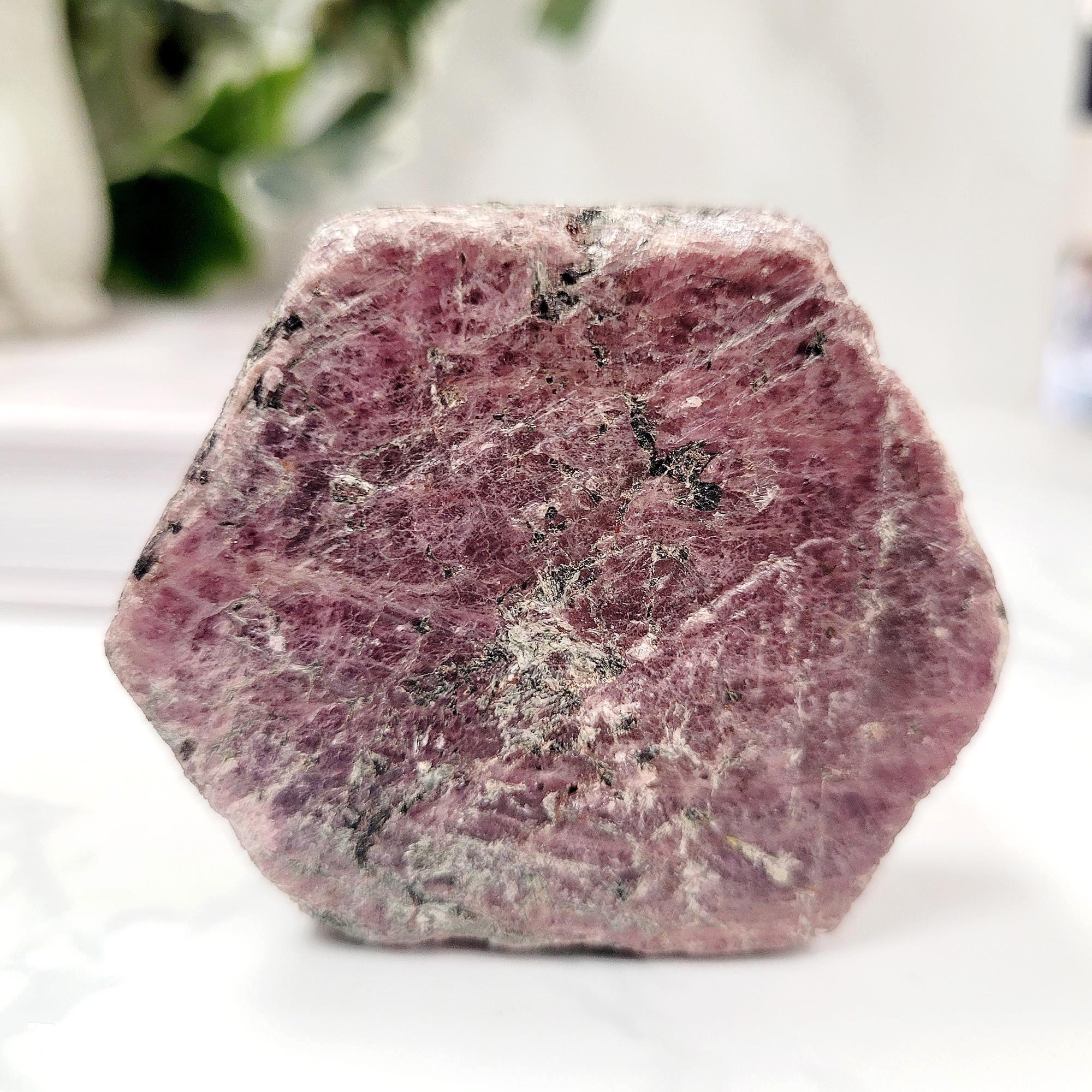 Natural Ruby Crystal Hexagon Specimen • Black Mica • Record Keeper Faces • Collector Piece • Ethically Sourced