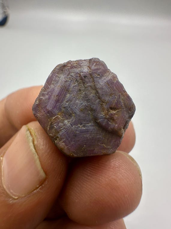 Purple Ruby Star Raw Ruby Corundum, Ruby Reiki Crystal: Healing Stone, 34 Ct (17x15mm)