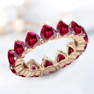 Art Deco Ruby Full Eternity Band For Women Antique Heart Shaped Ruby Wedding Band 14k Gold Ruby Gemstone Band Unique Promise Band For Her Art Deco Ruby Full Eternity Band For Women Antique Heart Shaped Ruby Wedding Band 14k Gold Ruby Gemstone Band Unique Promise Band For Her