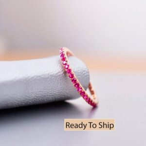 Ruby Eternity Band Ring, Sterling Silver or Gold, Wedding Jewelry