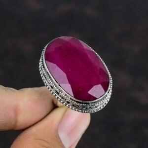 Faceted Kashmir Ruby Ring: Handmade 925 Sterling Silver, Adjustable Faceted Kashmir Ruby Ring: Handmade 925 Sterling Silver, Adjustable
