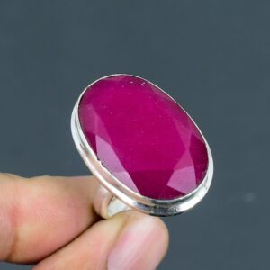 Handmade Faceted Kashmir Ruby Ring: Adjustable Sterling Silver Handmade Faceted Kashmir Ruby Ring: Adjustable Sterling Silver