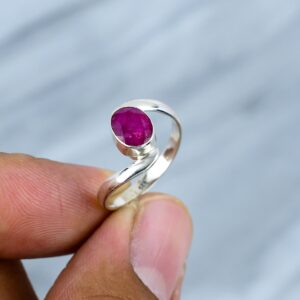 Natural Ruby 925 Sterling Silver Ring - Handmade Red Gemstone Jewelry Natural Ruby 925 Sterling Silver Ring - Handmade Red Gemstone Jewelry