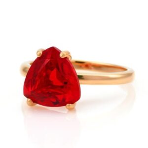 Rose Gold Ruby Ring · Trillion Cut Red Gemstone Ring · July Birthstone Statement Ring · Semi Precious Solitaire Jewelry for Women
