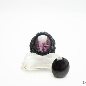 Star Ruby Ring: Black Micro Macrame, July Birthstone Star Ruby Ring: Black Micro Macrame, July Birthstone