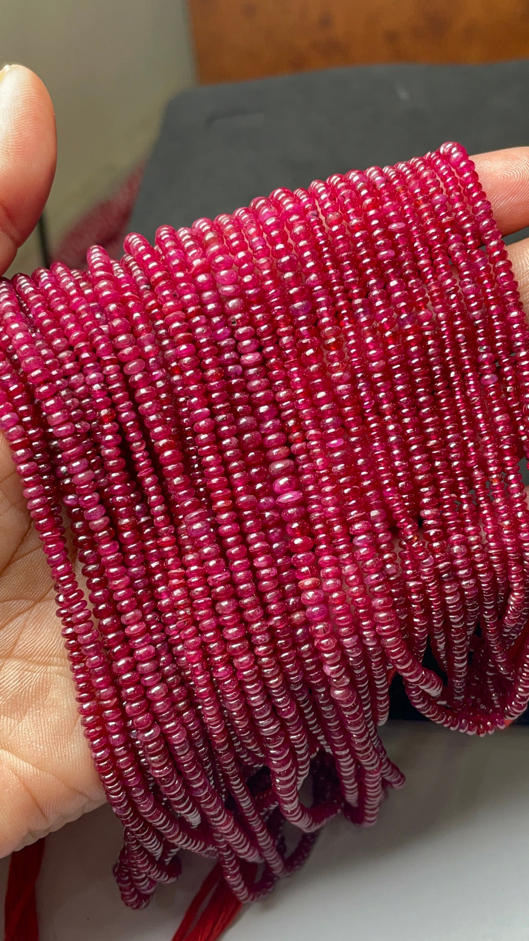 Natural Ruby Rondelle Gemstone Beads | Faceted 2.5-3mm For Jewelry Making