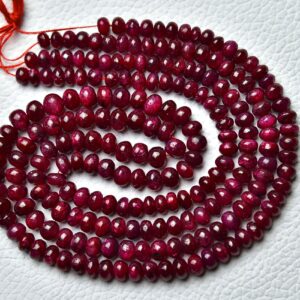 14 Inches Strand Natural Ruby Beads Rondelle 4mm To 5mm Smooth Rondelle Gemstone Beads Ruby Beads Roundelle Jewelry Making Beads No6381