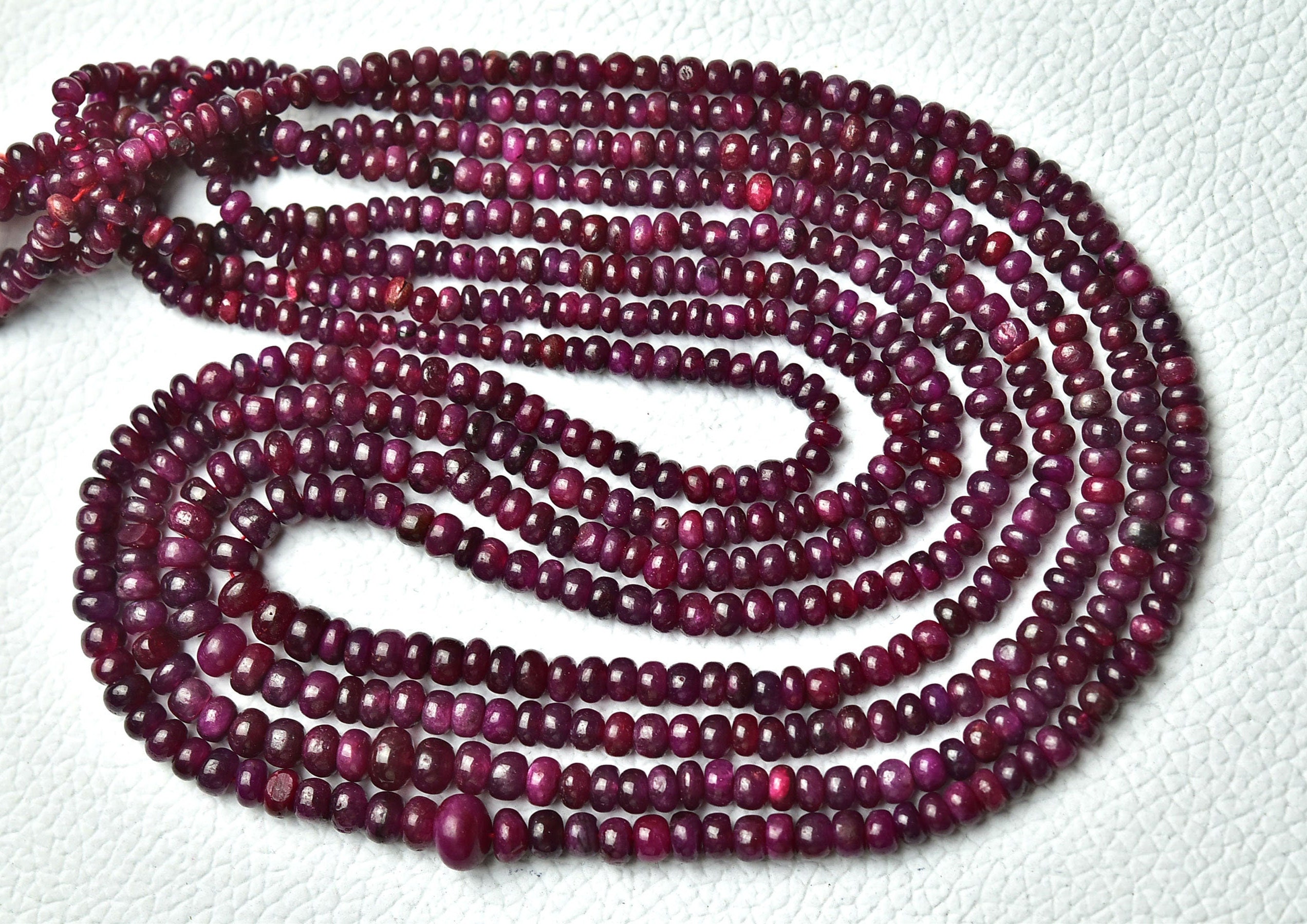 15 Inches Strand Natural Ruby Beads Rondelle 3mm To 5mm Smooth Rondelle Gemstone Beads Ruby Beads Roundelle For Jewelry Making Beads No6594