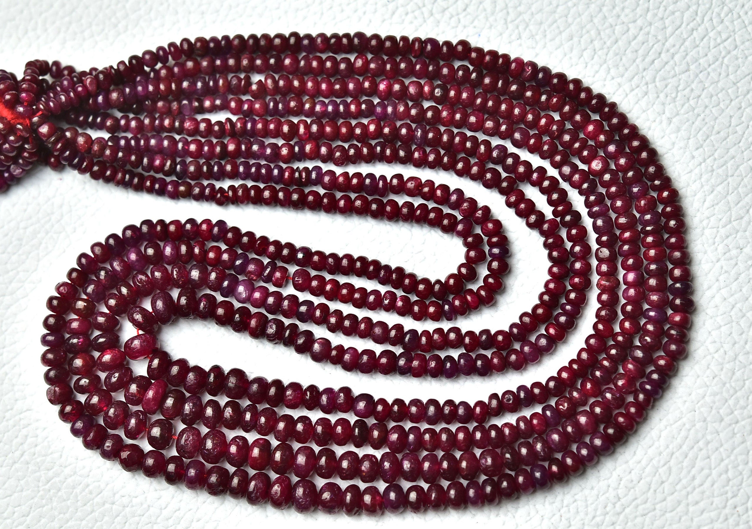 16 Inches Strand Natural Ruby Beads Rondelle 3mm To 5mm Smooth Rondelle Gemstone Beads Ruby Beads Roundelle Jewelry Making Beads No6593