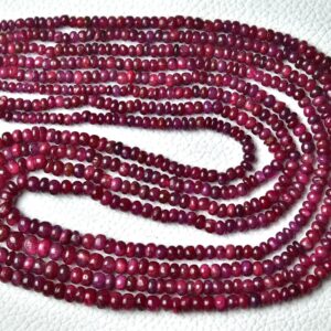17 Inches Strand Natural Ruby Beads Rondelle 2.5mm To 5mm Smooth Rondelle Gemstone Beads Ruby Beads Roundelle Jewelry Making Beads No6592