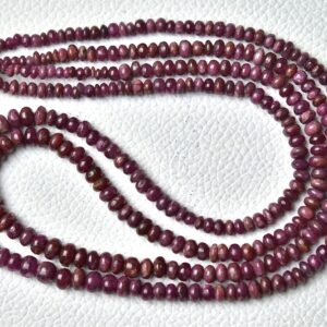 22 Inches Strand Natural Ruby Beads Rondelle 2.5mm To 5mm Smooth Rondelle Gemstone Beads Ruby Beads Roundelle Jewelry Making Beads No535