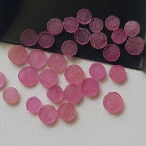 6-7mm Ruby Buttons, Natural Ruby Plain Round Cabochons Loose For Jewelry, Ruby Tyres (5pcs To 10pcs Options) - Psg332