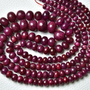 8 Inches Strand Natural Ruby Beads Rondelle 5mm To 10mm Smooth Rondelle Gemstone Beads Ruby Beads Roundelle Jewelry Making Beads No6522