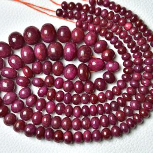 8 Inches Strand Natural Ruby Beads Rondelle 5mm To 10mm Smooth Rondelle Gemstone Beads Ruby Beads Roundelle Jewelry Making Beads No6523
