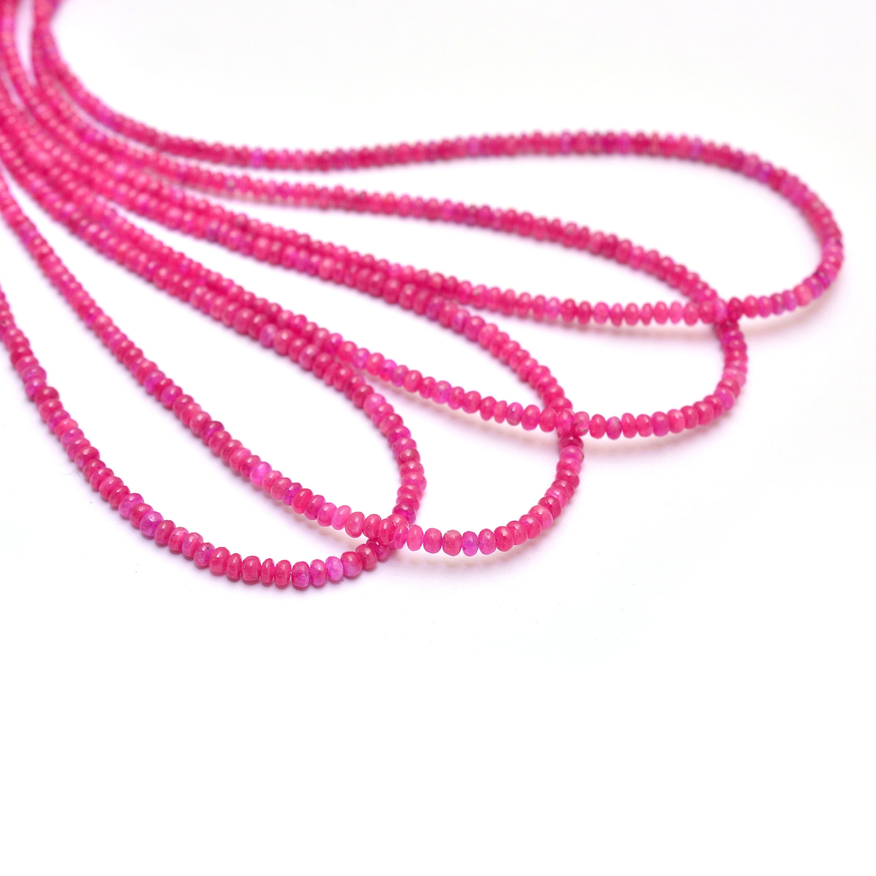 Aaa+ Johnson Ruby Gemstone 2.50mm-3.50mm Smooth Rondelle Beads | Natural Hot Pink Ruby Precious Gemstone Loose Roundel Beads | 16inch Strand Aaa+ Johnson Ruby Gemstone 2.50mm-3.50mm Smooth Rondelle Beads | Natural Hot Pink Ruby Precious Gemstone Loose Roundel Beads | 16inch Strand