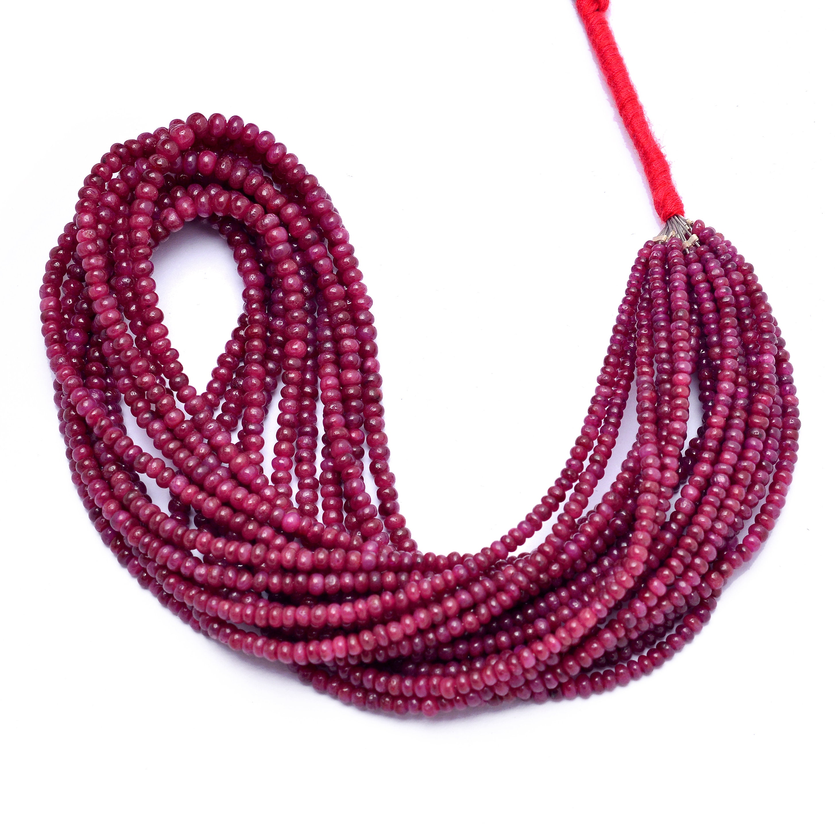 Aaa+ Longido Ruby 2.50mm-4mm Smooth Rondelle Beads, Natural Red Ruby Precious Gemstone Loose Beads For Jewelry, 16inch Strand