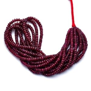 Aaa+ Longido Ruby Gemstone 4mm-5.50mm Smooth Rondelle Beads | Natural Red Ruby Precious Gemstone Loose Beads For Jewelry | 16inch Strand