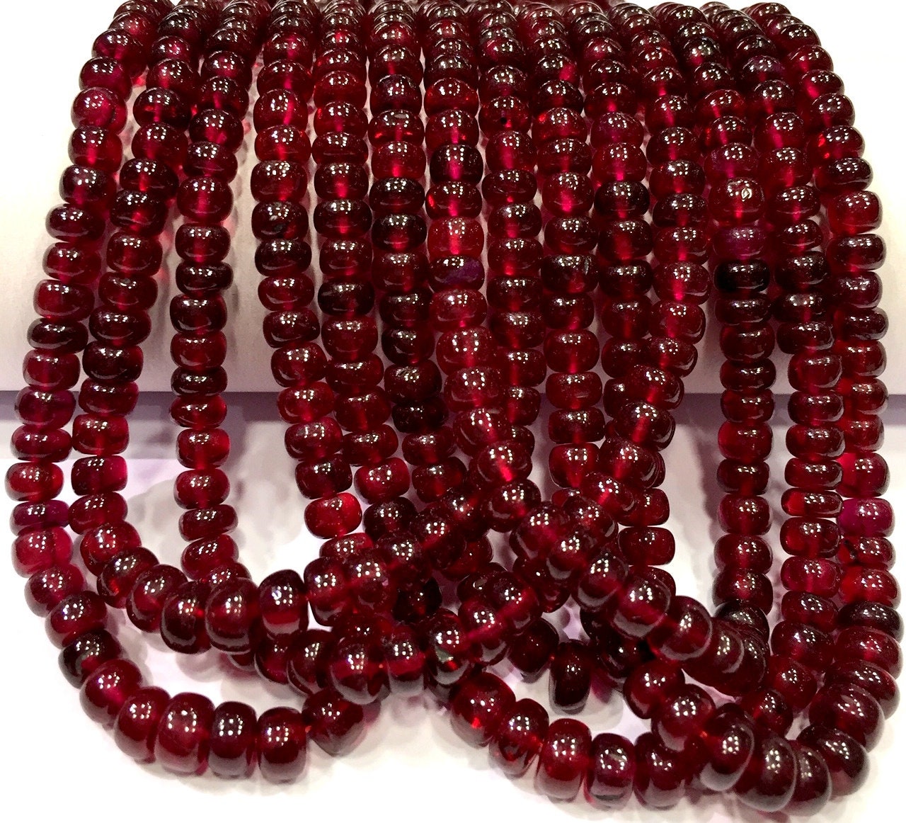 Aaa+ Quality~natural Ruby Smooth Rondelle Beads Ruby Gemstone Beads Dark Ruby Strand Wholesale Ruby Beads Jewelry Making Bead Wholesale Shop